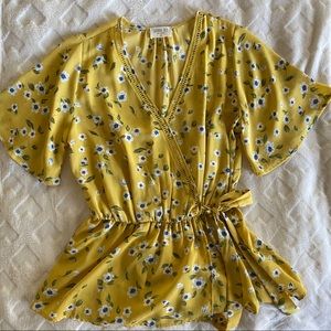 NWOT Yellow Floral Top
